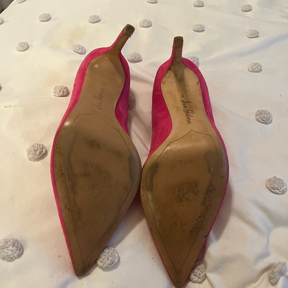 Sam Edelman Hot Pink Suede Pointed Toe Heels - Picture 6 of 6